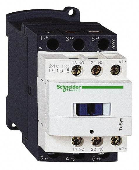 Schneider Electric - 3 Pole, 48 Coil VAC at 50/60 Hz, 18 Amp at 440 VAC and 32 Amp at 440 VAC, Nonreversible IEC Contactor - 1 Phase hp: 1 at 115 VAC, 3 at 230/240 VAC, 3 Phase hp: 10 at 460/480 VAC, 15 at 575/600 VAC, 5 at 200/208 VAC, 5 at 230/240 VAC - Apex Tool & Supply