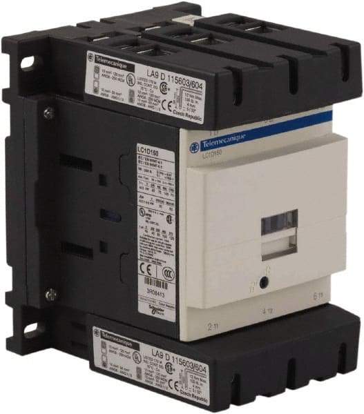 Schneider Electric - 3 Pole, 24 Coil VAC at 50/60 Hz, 150 Amp at 440 VAC, Nonreversible IEC Contactor - Bureau Veritas, CCC, CSA, CSA C22.2 No. 14, DNV, EN/IEC 60947-4-1, EN/IEC 60947-5-1, GL, GOST, LROS, RINA, RoHS Compliant, UL 508, UL Listed - Apex Tool & Supply