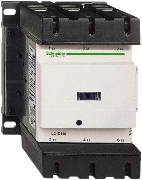 Schneider Electric - 3 Pole, 480 Coil VAC at 60 Hz, 115 Amp at 440 VAC, Nonreversible IEC Contactor - Bureau Veritas, CCC, CSA, CSA C22.2 No. 14, DNV, EN/IEC 60947-4-1, EN/IEC 60947-5-1, GL, GOST, LROS, RINA, RoHS Compliant, UL 508, UL Listed - Apex Tool & Supply