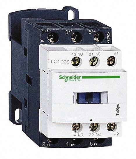Schneider Electric - 3 Pole, 230 Coil VAC at 50/60 Hz, 25 Amp at 440 VAC and 9 Amp at 440 VAC, Nonreversible IEC Contactor - 1 Phase hp: 0.5 at 115 VAC, 1 at 230/240 VAC, 3 Phase hp: 2 at 200/208 VAC, 2 at 230/240 VAC, 5 at 460/480 VAC, 7.5 at 575/600 VAC - Apex Tool & Supply
