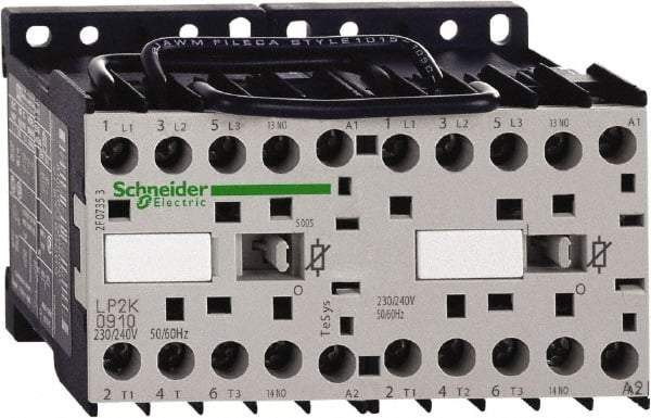 Schneider Electric - 3 Pole, 24 Coil VDC, 6 Amp at 440 VAC, Reversible IEC Contactor - BS 5424, CSA, IEC 60947, NF C 63-110, RoHS Compliant, UL Listed, VDE 0660 - Apex Tool & Supply