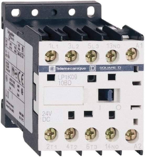 Schneider Electric - 3 Pole, 24 Coil VDC, 12 Amp at 440 VAC, 16 Amp at 690 VAC and 20 Amp at 440 VAC, Nonreversible IEC Contactor - BS 5424, CSA, IEC 60947, NF C 63-110, RoHS Compliant, UL Listed, VDE 0660 - Apex Tool & Supply