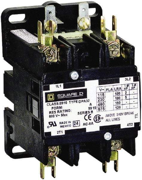 Square D - 2 Pole, 30 Amp Inductive Load, Definite Purpose Contactor - 40 Amp Resistive Rating - Apex Tool & Supply