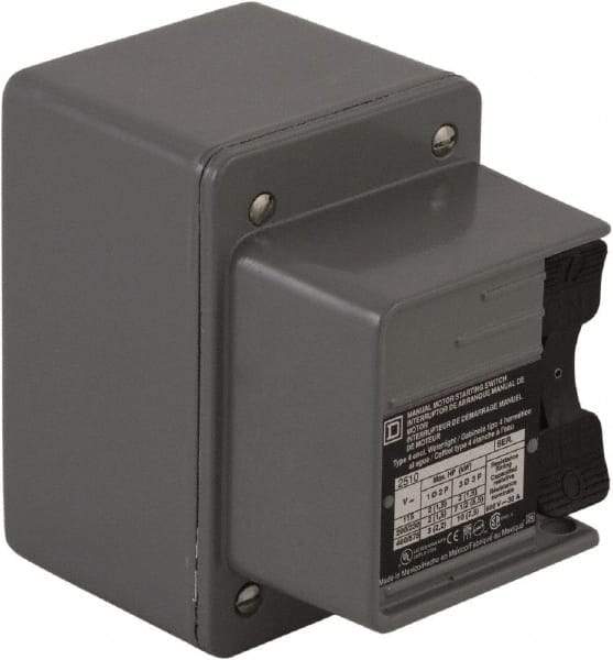 Square D - 3 Poles, 30 Amp, NEMA, Enclosed Toggle Manual Motor Starter - 1 hp at 90 VDC, 10 hp at 460 VAC, 10 hp at 575 VAC, 1-1/2 hp at 230 VDC, 2 hp at 115 VAC, 2 hp at 115 VDC & 7-1/2 hp at 230 VAC, CE, CSA, NEMA 4 & UL Listed - Apex Tool & Supply