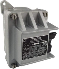 Square D - 2 Poles, 16 Amp, NEMA, Enclosed Toggle Manual Motor Starter - 1 hp at 115 VAC, 1 hp at 230 VAC, 1 hp at 277 VAC, 3/4 hp at 115 VDC & 3/4 hp at 230 VDC, CE, CSA, NEMA 3R/7/9 & UL Listed - Apex Tool & Supply