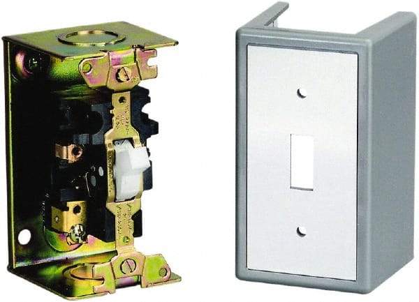 Square D - 2 Poles, 16 Amp, NEMA, Enclosed Toggle Manual Motor Starter - 1 hp at 115 VAC, 1 hp at 230 VAC, 1 hp at 277 VAC, 3/4 hp at 115 VDC & 3/4 hp at 230 VDC, CE, CSA, NEMA 1 & UL Listed - Apex Tool & Supply