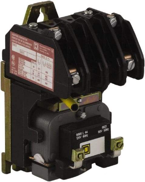 Square D - No Enclosure, 2 Pole, Electrically Held Lighting Contactor - 20 A (Tungsten), 30 A (Fluorescent), 110 VAC at 50 Hz, 120 VAC at 60 Hz, 2NO Contact Configuration - Apex Tool & Supply