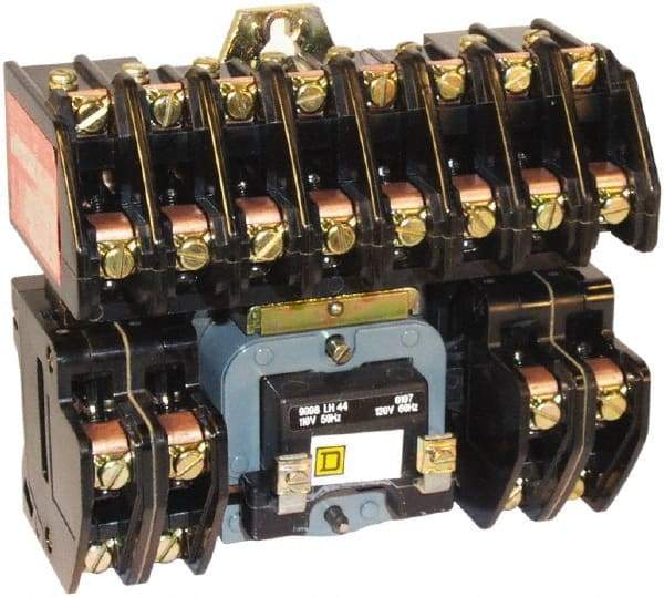 Square D - No Enclosure, 12 Pole, Electrically Held Lighting Contactor - 20 A (Tungsten), 30 A (Fluorescent), 277 VAC at 60 Hz, 12NO Contact Configuration - Apex Tool & Supply