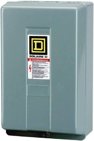 Square D - 1 NEMA Rated, 3 Pole, Electrically Held Lighting Contactor - 20 A (Tungsten), 30 A (Fluorescent), 208 VAC at 60 Hz, 3NO Contact Configuration - Apex Tool & Supply