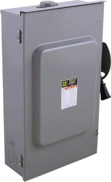 Square D - 200 Amp, 240 V, 2 Pole Fused Safety Switch - NEMA 3R, 15 hp at 240 VAC (Single Phase), 60 hp at 240 VAC (Triple Phase), DPST Contact Form - Apex Tool & Supply