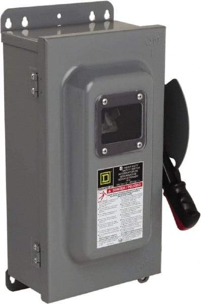 Square D - 60 Amp, 600 VAC/VDC, 3 Pole Nonfused Safety Switch - NEMA 12 & 3R, 30 hp at 600 VAC (Single Phase), 60 hp at 600 VAC, 30 hp at 600 VDC (Triple Phase) - Apex Tool & Supply