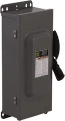 Square D - 100 Amp, 240 VAC, 250 VDC, 2 Pole Fused Safety Switch - NEMA 12, 15 hp at 240 VAC, 20 hp at 250 VDC (Single Phase), 30 hp at 240 Vac, 20 hp at 250 VDC (Triple Phase), DPST Contact Form - Apex Tool & Supply