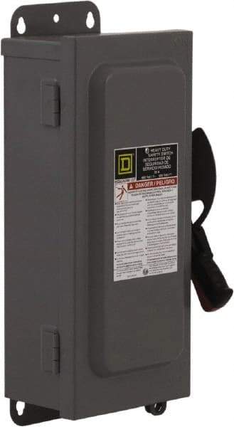 Square D - 30 Amp, 600 VAC/VDC, 3 Pole Nonfused Safety Switch - NEMA 12 & 3R, 10 hp at 600 VAC, 15 at 600 VDC (Single Phase), 30 hp at 600 VAC, 15 hp at 600 VDC (Triple Phase), ST Contact Form - Apex Tool & Supply