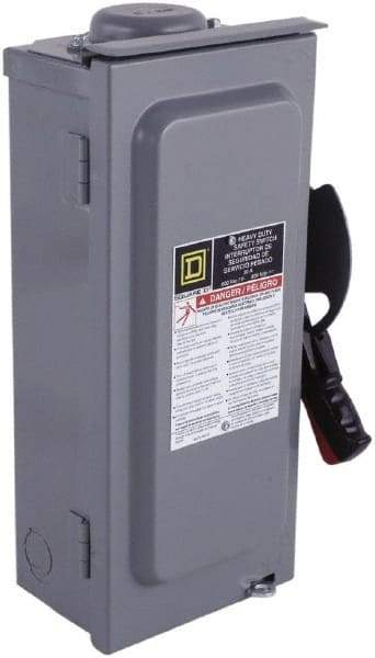 Square D - 100 Amp, 600 VAC/VDC, 3 Pole Nonfused Safety Switch - NEMA 3R, 40 hp at 600 VAC, 50 hp at 600 VDC (Single Phase), 100 hp at 600 VAC, 50 hp at 600 VDC (Triple Phase), 3PST Contact Form - Apex Tool & Supply