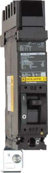Square D - 20 Amp, 125 VDC, 277 VAC, 1 Pole, Plug On Molded Case Circuit Breaker - Thermal Magnetic Trip, 12-4 (Aluminum), 14-4 (Copper) AWG, 4.16 Inch Deep x 6 Inch High x 1-1/2 Inch Long - Apex Tool & Supply