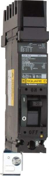 Square D - 20 Amp, 125 VDC, 277 VAC, 1 Pole, Plug On Molded Case Circuit Breaker - Thermal Magnetic Trip, 12-4 (Aluminum), 14-4 (Copper) AWG, 4.13 Inch Deep x 6 Inch High x 1-1/2 Inch Long - Apex Tool & Supply