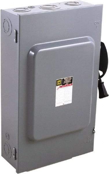 Square D - 200 Amp, 240 V, 2 Pole Fused Safety Switch - NEMA 1, 15 hp at 240 VAC (Single Phase), 60 hp at 240 VAC (Triple Phase), DPST Contact Form - Apex Tool & Supply