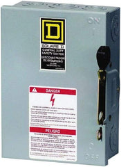 Square D - 30 Amp, 120/240 V, 2 Pole Fused Safety Switch - NEMA 1, 2 hp at 120 VAC, 3 hp at 240 VAC (Single Phase), DPST Contact Form - Apex Tool & Supply