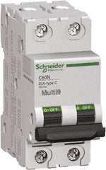 Schneider Electric - 2 Amp, 480Y/277 V, 2 Pole, DIN Rail Mount Miniature Circuit Breaker - Thermal Magnetic Trip, 14-4 AWG, 3 Inch Deep x 3.19 Inch High x 1.42 Inch Wide - Apex Tool & Supply