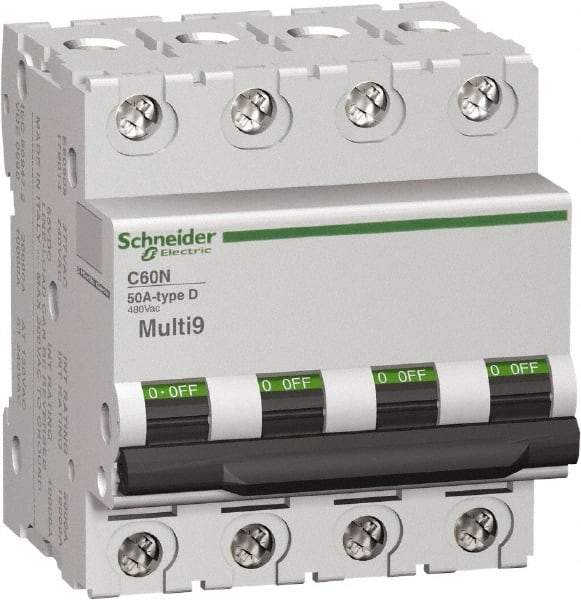 Schneider Electric - 16 Amp, 480Y/277 V, 4 Pole, DIN Rail Mount Miniature Circuit Breaker - Thermal Magnetic Trip - Apex Tool & Supply