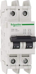 Schneider Electric - 5 Amp, 125 VDC, 240 VAC, 60 VDC, 1 Pole, DIN Rail Mount, Fixed Mount Miniature Circuit Breaker - Thermal Magnetic Trip, Multiple Breaking Capacity Ratings, 73mm Deep x 107mm High x 36mm Wide - Apex Tool & Supply