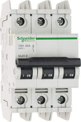 Schneider Electric - 20 Amp, 125 VDC, 240 VAC, 60 VDC, 3 Pole, DIN Rail Mount, Fixed Mount Miniature Circuit Breaker - Thermal Magnetic Trip, Multiple Breaking Capacity Ratings, 73mm Deep x 107mm High x 54mm Wide - Apex Tool & Supply