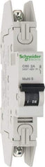 Schneider Electric - 2 Amp, 120/240 VAC, 1 Pole, DIN Rail Mounted Miniature Circuit Breaker - Thermal Magnetic Trip, 10 kA at 240 VAC Breaking Capacity, 14-4 AWG, 73mm Deep x 123.4mm High x 18mm Wide - Apex Tool & Supply