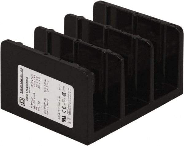 Square D - 3 Poles, 270 (Aluminium), 350 (Copper) Amp, Phenolic Power Distribution Block - 600 VAC, 2 Primary Connection - Apex Tool & Supply