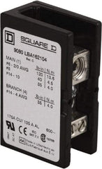 Square D - 1 Pole, 175 (Copper) Amp, Phenolic Power Distribution Block - 600 VAC, 1 Primary Connection - Apex Tool & Supply