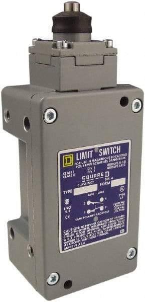 Square D - DPDT, 2NC/2NO, 600 Volt Screw Terminal, Plunger Actuator, General Purpose Limit Switch - 1, 2, 4, 6, 12, 13, 6P NEMA Rating, IP67 IPR Rating - Apex Tool & Supply