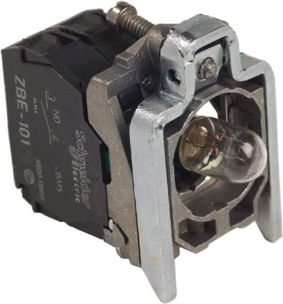 Schneider Electric - Pushbutton Switch Mounting Collar with Contact Block & Light Module - BA 9s Lamp - Apex Tool & Supply