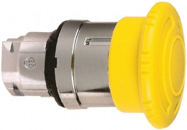 Schneider Electric - 22mm Mount Hole, Extended Mushroom Head, Pushbutton Switch Only - Round, Yellow Pushbutton, Nonilluminated, Maintained (MA) - Apex Tool & Supply