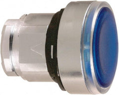 Schneider Electric - 22mm Mount Hole, Flush, Pushbutton Switch Only - Round, Blue Pushbutton, Illuminated, Maintained (MA) - Apex Tool & Supply