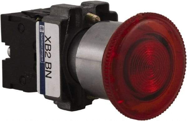 Schneider Electric - 22mm Mount Hole, Extended Mushroom Head, Pushbutton Switch Only - Round, Red Pushbutton, Maintained (MA), Momentary (MO), On-Off-On - Apex Tool & Supply