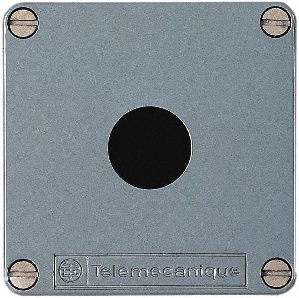 Schneider Electric - 1 Hole, Zinc Alloy Pushbutton Switch Enclosure - 80mm High x 80mm Wide x 49mm Deep - Apex Tool & Supply
