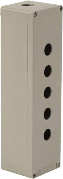 Schneider Electric - 5 Hole, 1.58 Inch Hole Diameter, Aluminum Pushbutton Switch Enclosure - 12.2 Inch High x 3.35 Inch Wide x 3.03 Inch Deep, 4, 13 NEMA Rated - Apex Tool & Supply