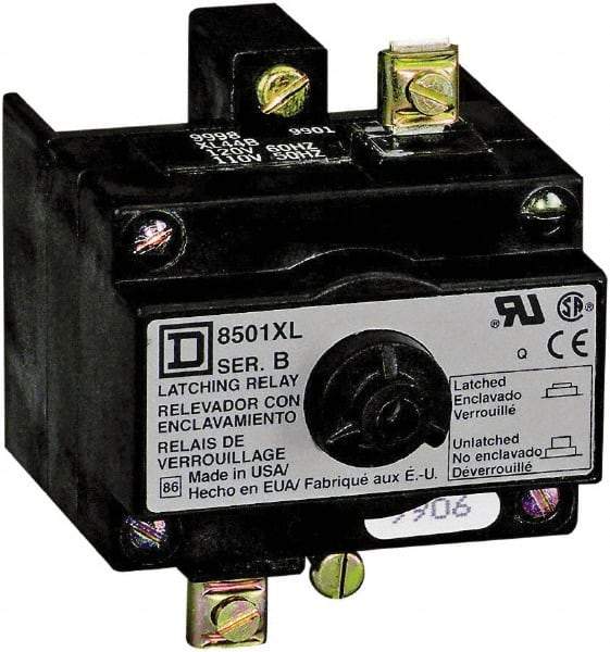 Square D - 110 VAC at 50 Hz, 120 VAC at 60 Hz, Relay Latch Attachment - 8 Inch Long x 5 Inch Wide x 4 Inch High, For Use with Square D - Apex Tool & Supply