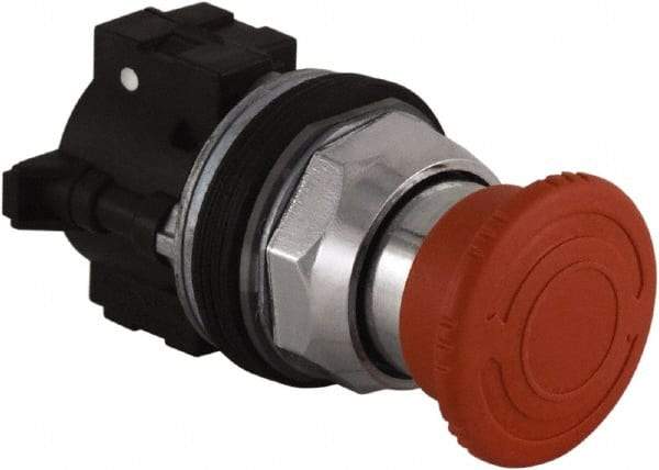Schneider Electric - Extended Mushroom Head Pushbutton Switch Emergency Stop - Red, Round Button - Apex Tool & Supply