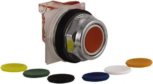 Schneider Electric - 30mm Mount Hole, Extended Straight, Pushbutton Switch with Contact Block - Multicolored Pushbutton, Momentary (MO) - Apex Tool & Supply