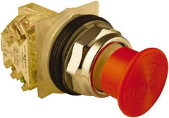 Schneider Electric - 30mm Mount Hole, Extended Mushroom Head, Pushbutton Switch with Contact Block - Round, Red Pushbutton, Momentary (MO) - Apex Tool & Supply
