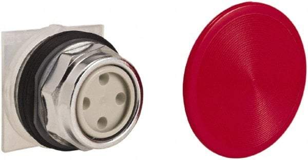 Schneider Electric - 30mm Mount Hole, Extended Straight, Pushbutton Switch Only - Round, Red Pushbutton, Momentary (MO), Weatherproof, Dust and Oil Resistant - Apex Tool & Supply