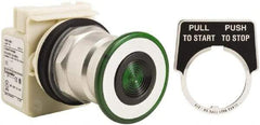 Schneider Electric - 1.18 Inch Mount Hole, Extended Straight, Pushbutton Switch Only - Round, Green Pushbutton, Illuminated, Maintained (MA), Momentary (MO), Weatherproof, Dust and Oil Resistant - Apex Tool & Supply