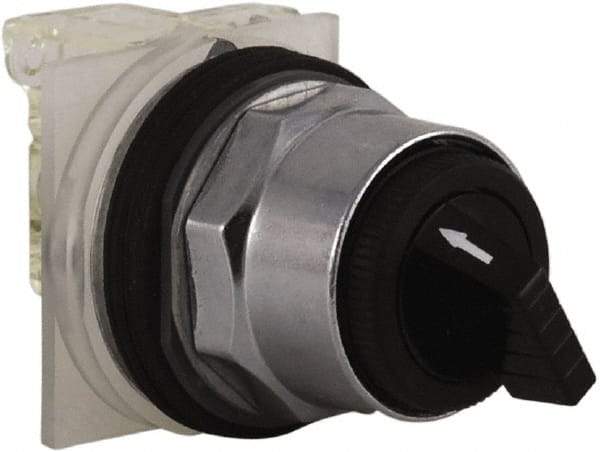 Schneider Electric - 30mm Mount Hole, 2 Position, Knob and Pushbutton Operated, Selector Switch - Black, Maintained (MA), NO/NC, Weatherproof and Dust and Oil Resistant - Apex Tool & Supply