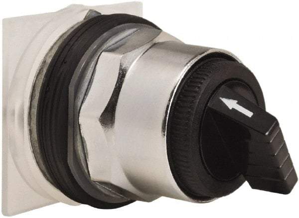 Schneider Electric - 30mm Mount Hole, 2 Position, Knob and Pushbutton Operated, Selector Switch Only - Black, Momentary (MO), without Contact Blocks, Weatherproof and Dust and Oil Resistant - Apex Tool & Supply