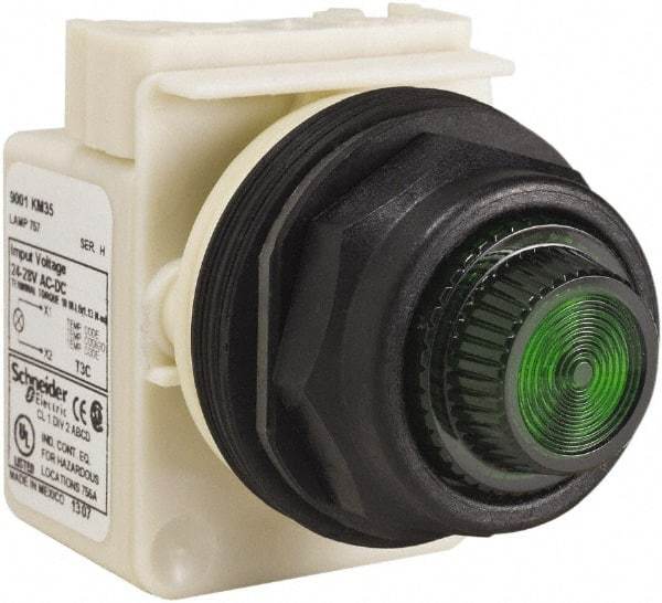 Schneider Electric - 24 V, 28 V Green Lens Indicating Light - Round Lens, Screw Clamp Connector, Corrosion Resistant, Dust Resistant, Oil Resistant - Apex Tool & Supply