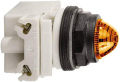 Schneider Electric - 120 VAC White Lens LED Pilot Light - Round Lens, Screw Clamp Connector, 54mm OAL x 42mm Wide, Vibration Resistant - Apex Tool & Supply