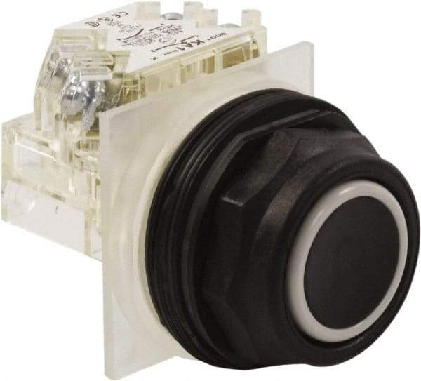 Schneider Electric - 30mm Mount Hole, Flush, Pushbutton Switch with Contact Block - Octagon, Black Pushbutton, Momentary (MO) - Apex Tool & Supply