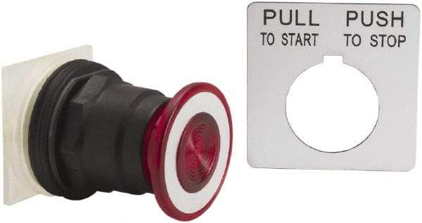 Schneider Electric - 30mm Mount Hole, Extended Straight, Pushbutton Switch Only - Red Pushbutton, Maintained (MA), Momentary (MO) - Apex Tool & Supply