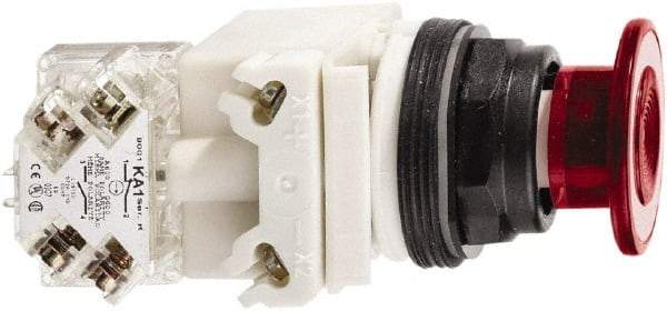 Schneider Electric - 30mm Mount Hole, Extended Mushroom Head, Pushbutton Switch Only - Round, Red Pushbutton, Illuminated, Maintained (MA) - Apex Tool & Supply