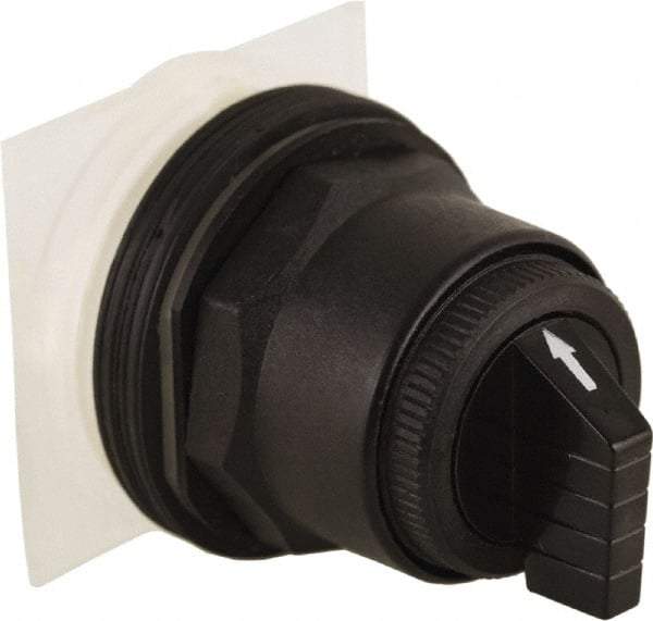 Schneider Electric - 30mm Mount Hole, 3 Position, Knob and Pushbutton Operated, Selector Switch Only - Black, Momentary (MO), without Contact Blocks, Anticorrosive, Weatherproof, Dust and Oil Resistant - Apex Tool & Supply